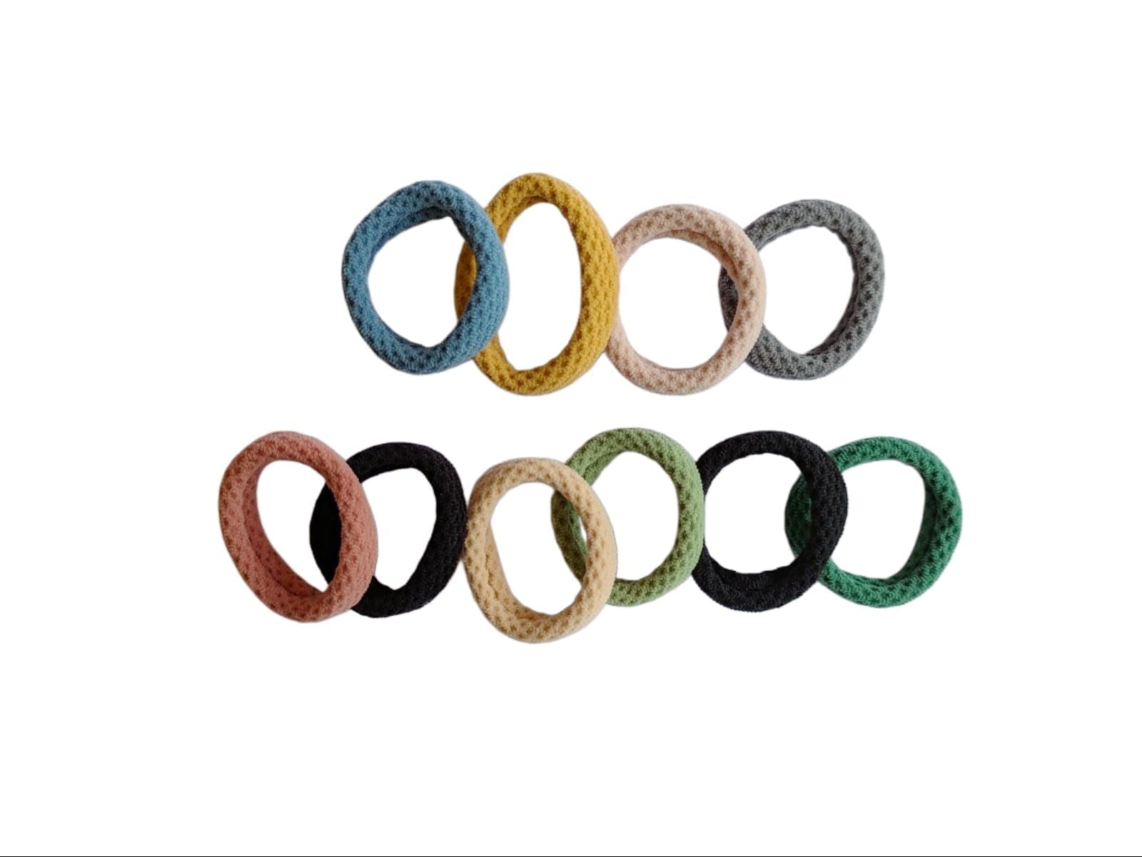 Joyify Knitted Hair Bands Set, Multi-Color Crochet Hair Accessories, 10 Pack Elastic Hair Ties for Women, Textured Ponytail Holders