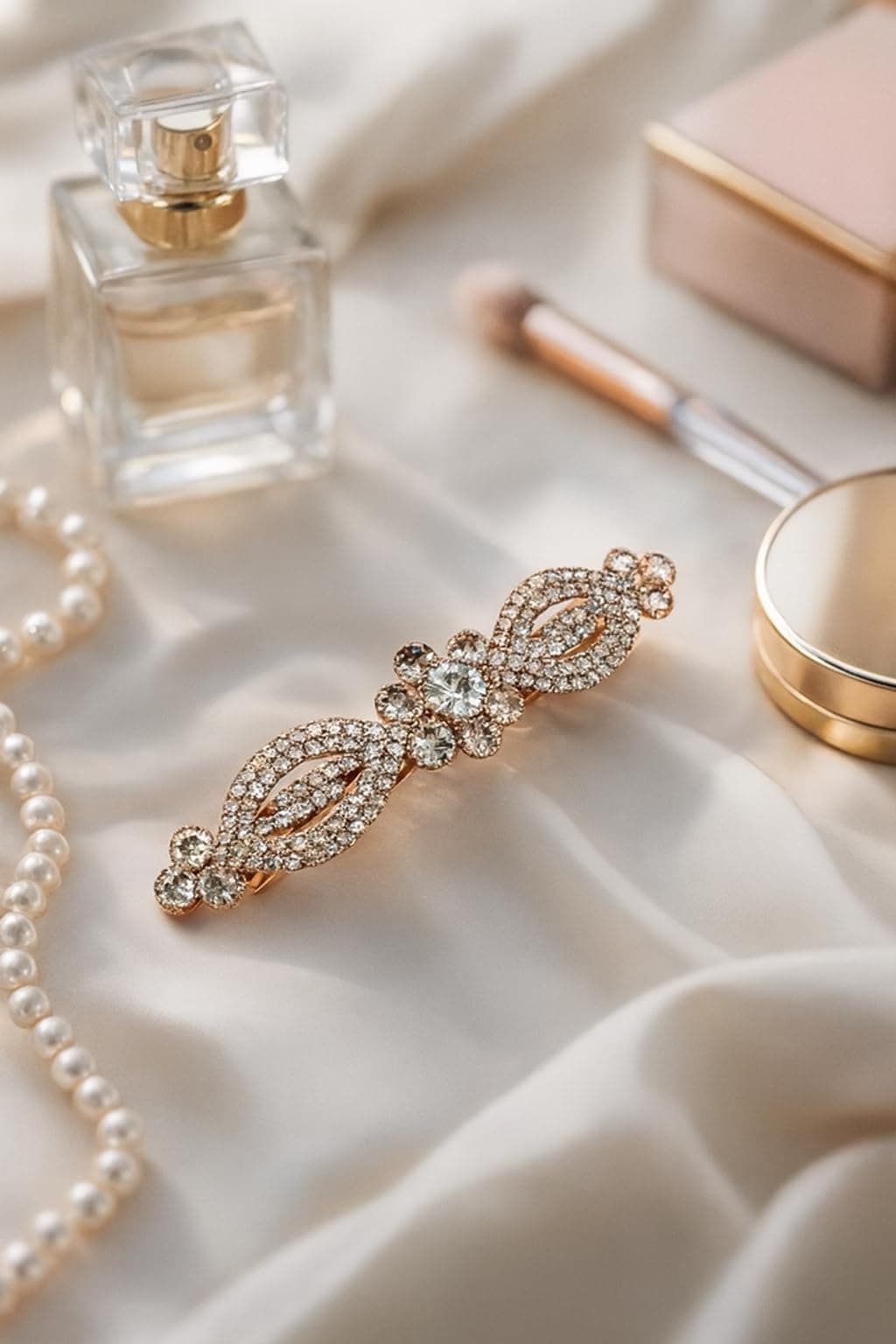 Joyify Elegant Rose Gold Crystal Hair Clip, Rhinestone Wedding Barrette, Vintage Style Bridal Hair Accessory, Decorative Hair Pin
