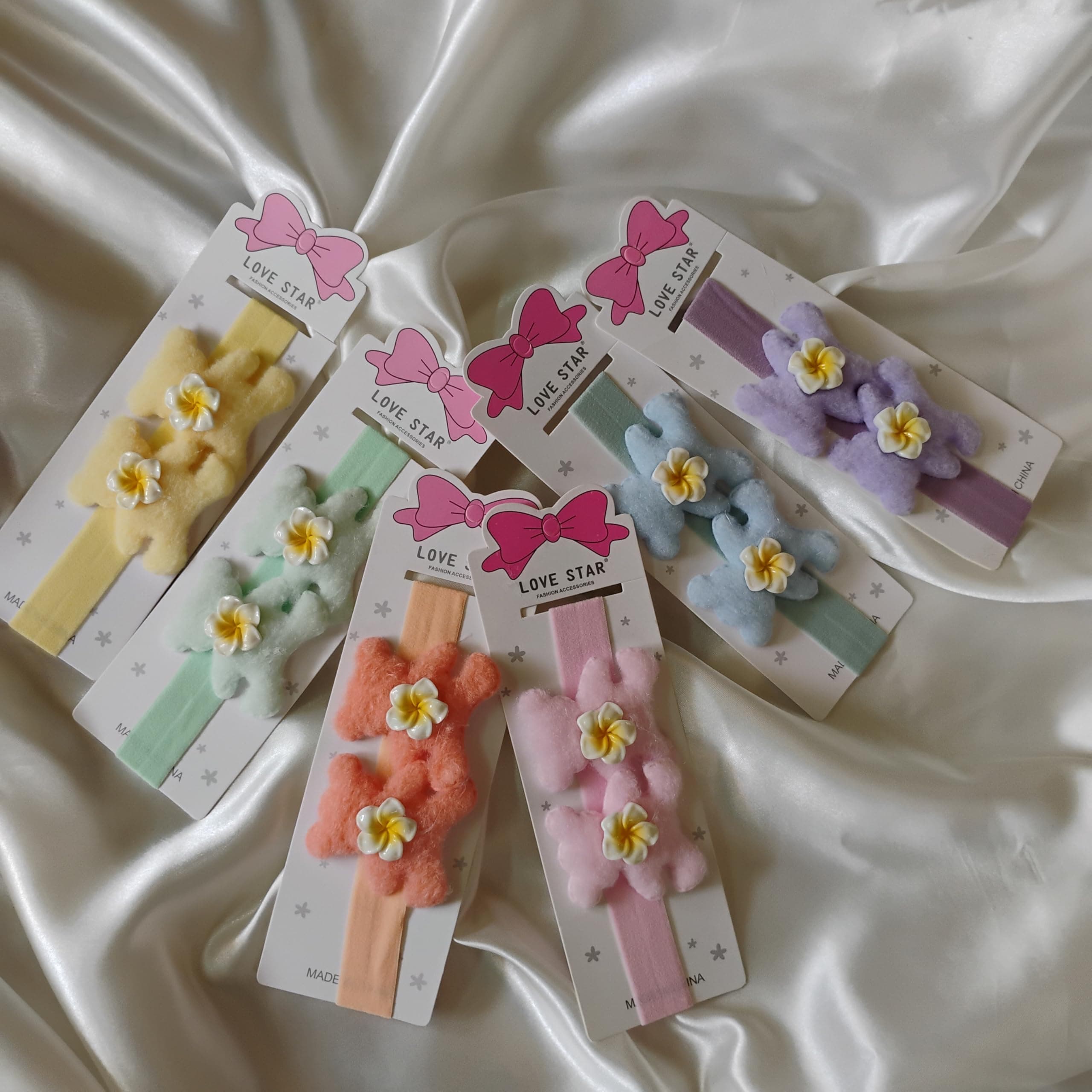 Joyify Plumeria Hair Band with Floral Design, Soft Fabric, Hawaiian Theme (pack of 6)